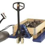 U-förmiger Hubtisch mit Hubwagen und Palette