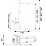 Deichselstapler 1200 kgAbmessungen