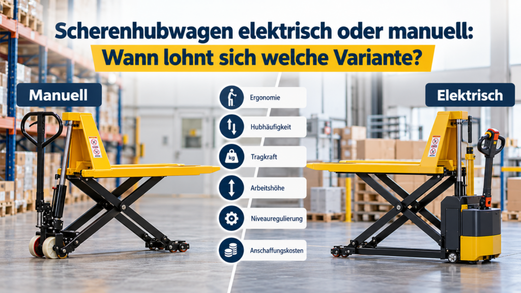Scherenhubwagen elektrisch oder manuell: Wann lohnt sich welche Variante?